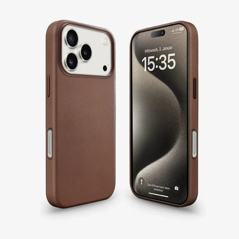 Étui en cuir vegan pour iPhone 18 Pro