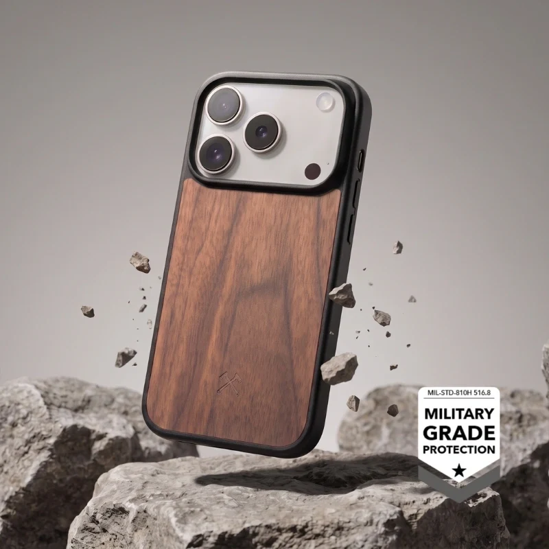 Coque iPhone 18 Pro Max en noyer avec MagSafe