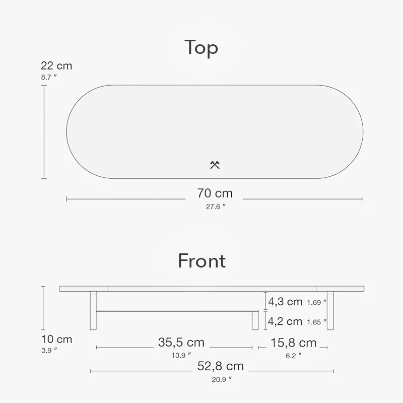 Laptop Stand + Single Monitor Stand avec étagère Chêne
