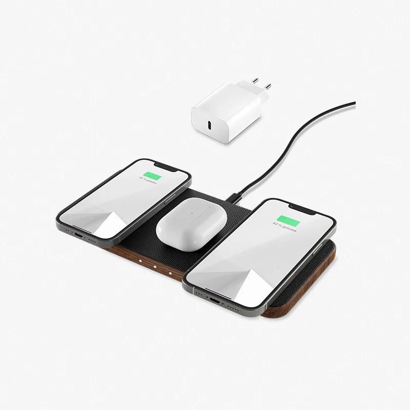 Station de recharge inductive 30 W en bois, lot