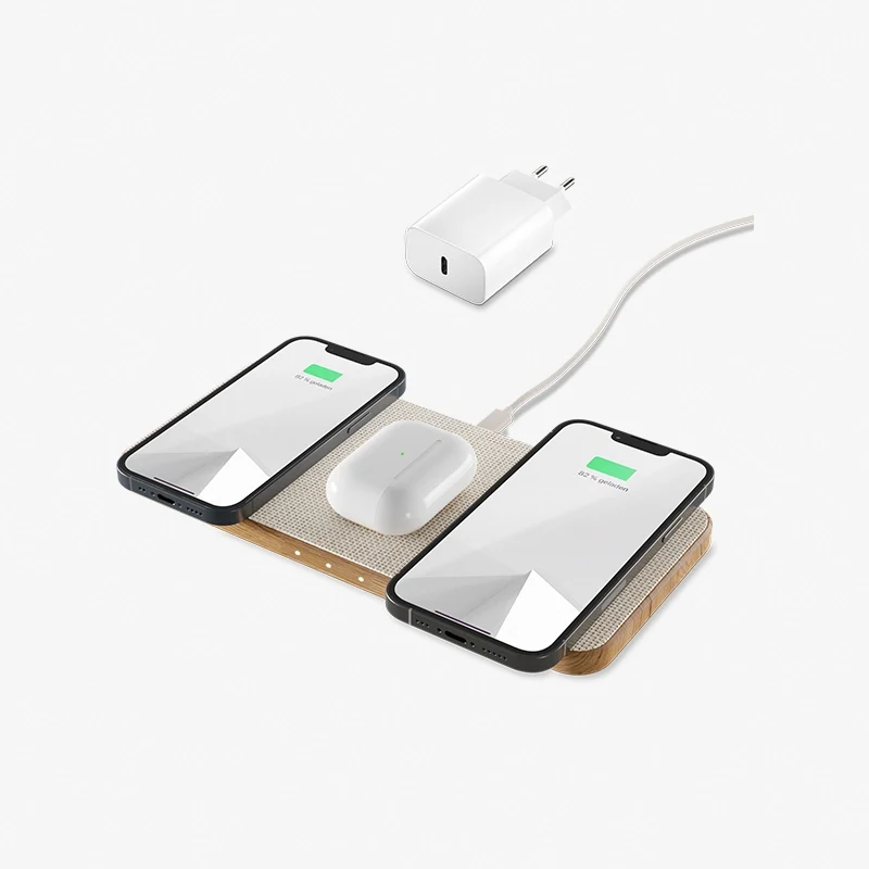 Station de recharge inductive 30 W en bois, lot