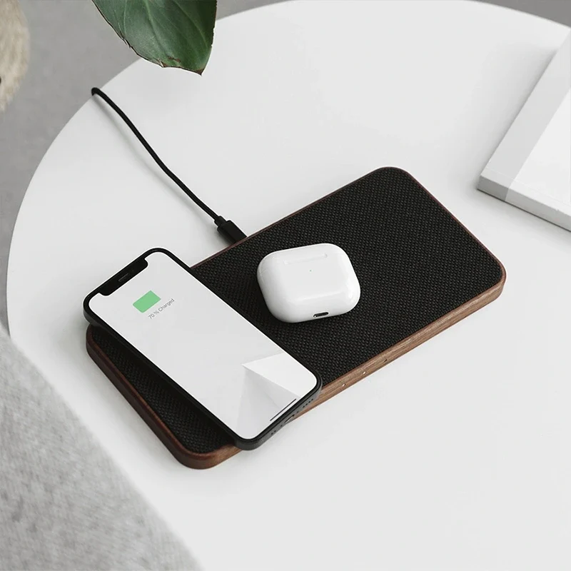 Station de recharge inductive 30 W en bois