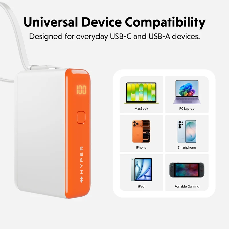 Batterie externe HyperJuice Flex 10K 30 W - Orange