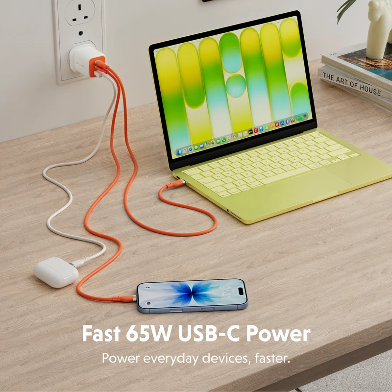 Chargeur GaN HyperJuice Flex 65 W - Orange (Royaume-Uni)