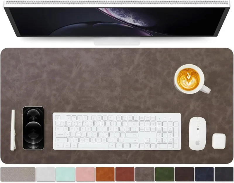 Two-Tone PU Leather Desk Mat — Home & Office | PopMyPad