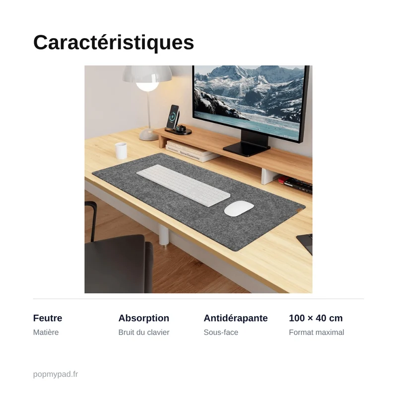Felt Desk Pad — Anthracite Grey, Keyboard and Mouse | PopMyPad