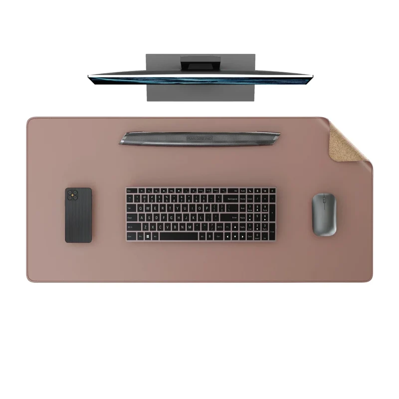 Reversible Leather & Cork Desk Mat — Double-Sided | PopMyPad