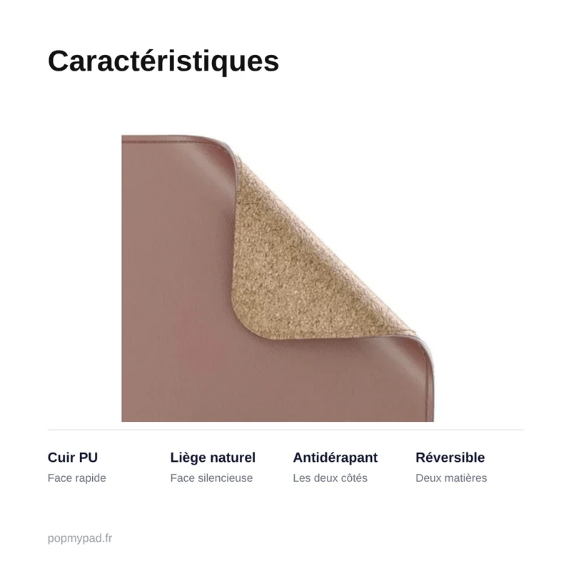 Reversible Leather & Cork Desk Mat — Double-Sided | PopMyPad