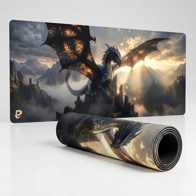 XXL Mouse Pad - Black & Gold Dragon - Fënrhal | PopMyPad