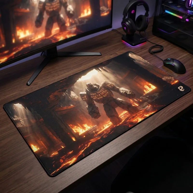 XXL Gaming Desk Mat — Lava Golem, Kthon | PopMyPad