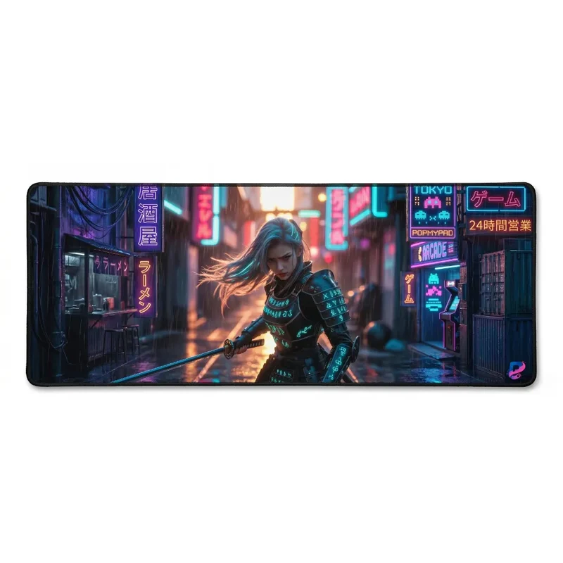 XXL Gaming Mouse Pad - Cyberpunk Samurai - Aïko | PopMyPad