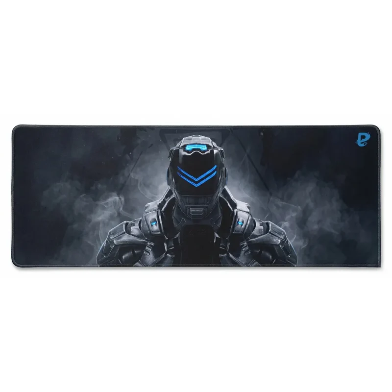 XXL Gaming Desk Mat — Blue Neon Cyborg, The Decrypter | PopMyPad