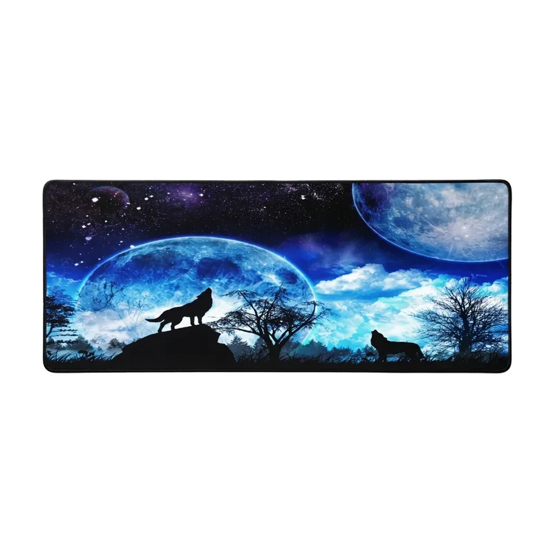 XXL Wolf Gaming Mouse Pad — Howling Under the Blue Moon | PopMyPad