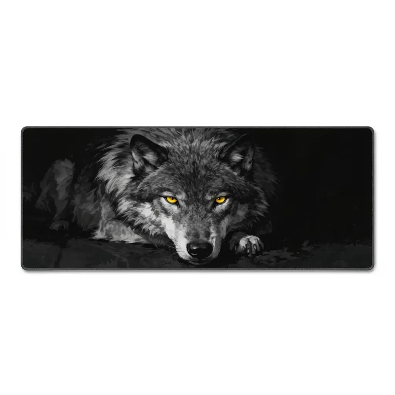 XXL Wolf Gaming Mouse Pad — Alpha With Amber Eyes | PopMyPad
