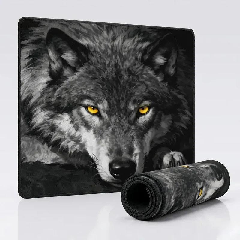 XXL Wolf Gaming Mouse Pad — Alpha With Amber Eyes | PopMyPad
