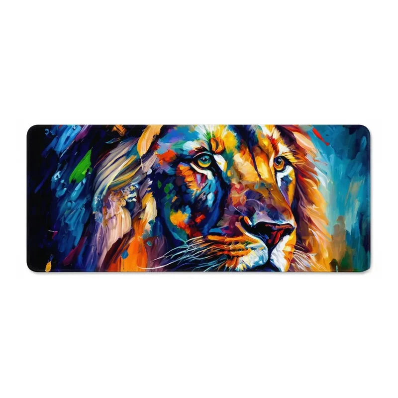 XXL Lion Mouse Pad — Chromatic Explosion in Brushstrokes | PopMyPad