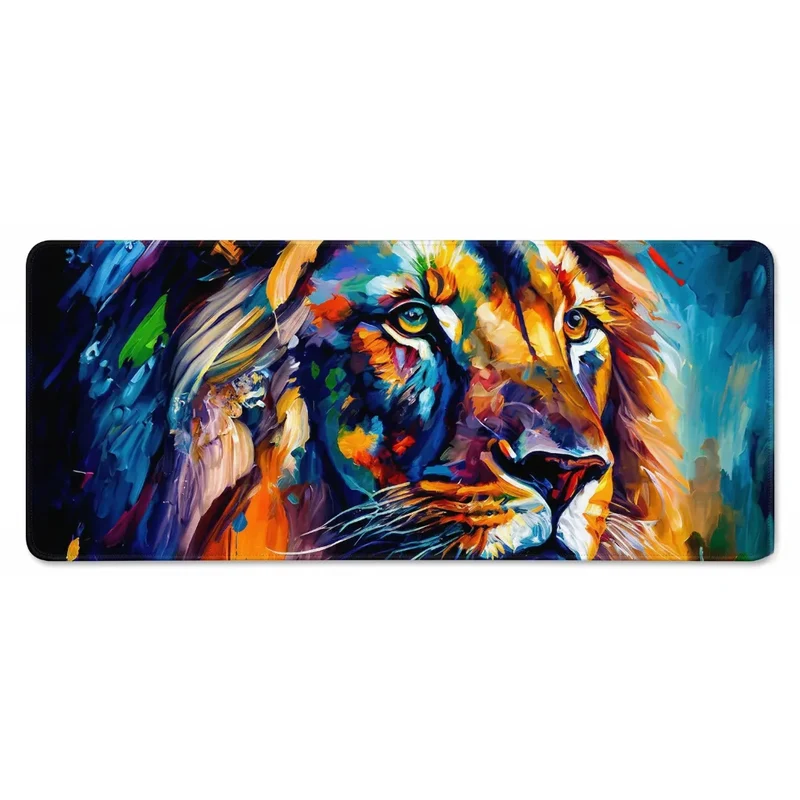 XXL Lion Mouse Pad — Chromatic Explosion in Brushstrokes | PopMyPad