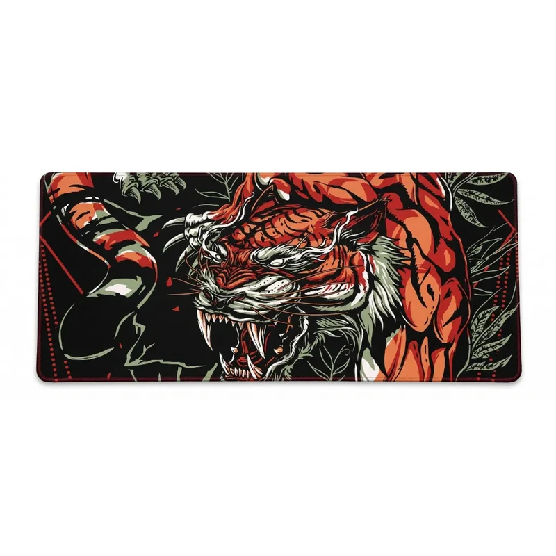 XXL Tiger Gaming Mouse Pad — Orange & Emerald Roar | PopMyPad