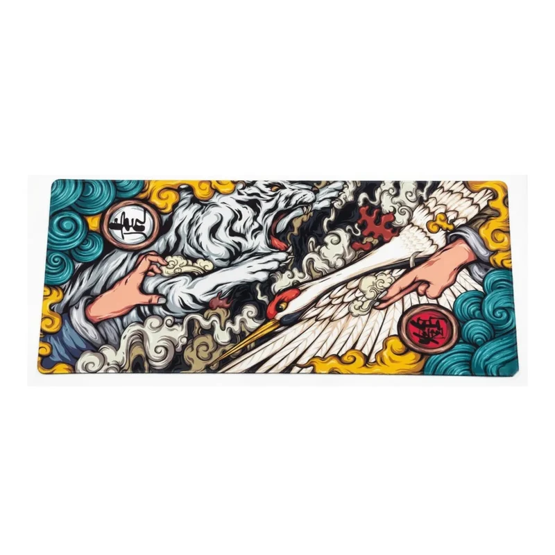 XXL Japanese Mouse Pad — Ukiyo-e White Tiger & Crane | PopMyPad