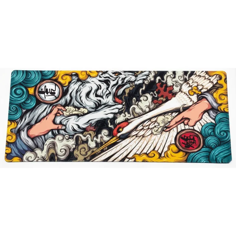 XXL Japanese Mouse Pad — Ukiyo-e White Tiger & Crane | PopMyPad