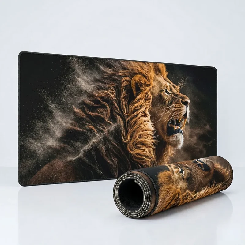 XXL Lion Mouse Pad — Roar in Golden Dust | PopMyPad