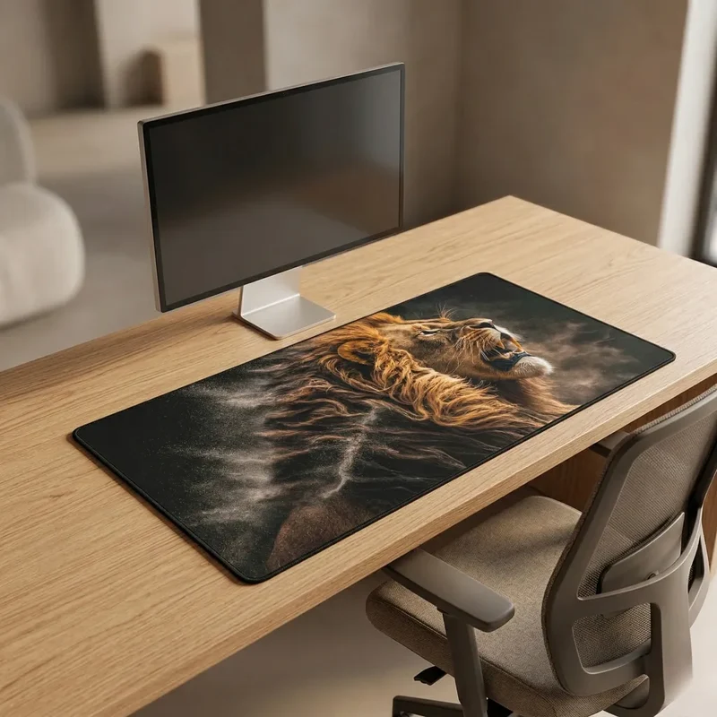 XXL Lion Mouse Pad — Roar in Golden Dust | PopMyPad