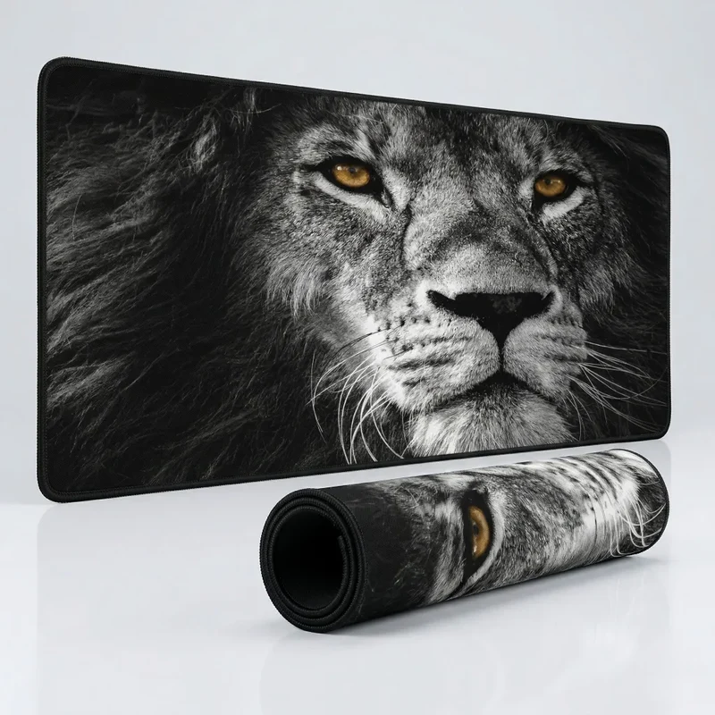 XXL Lion Mouse Pad — Piercing Gaze, Tight Crop | PopMyPad