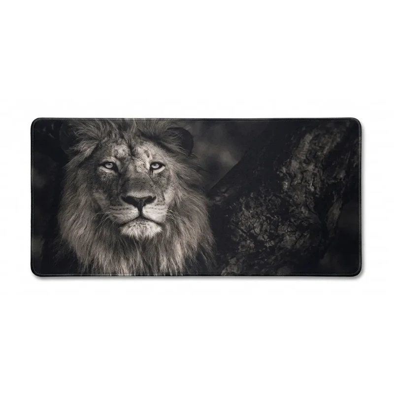 XXL Lion Mouse Pad — Hyper-Realistic Monochrome Portrait | PopMyPad