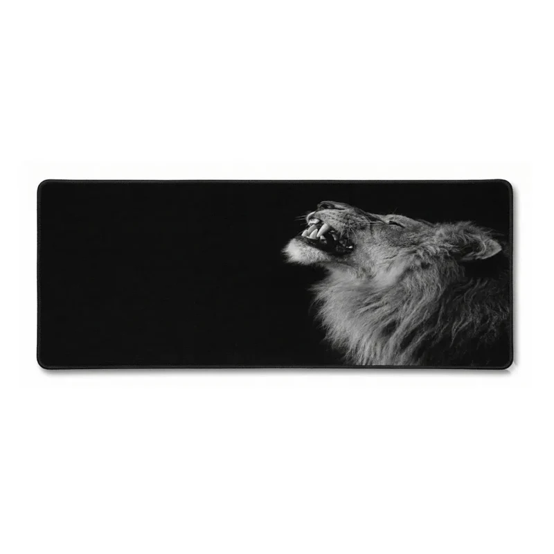 Tapis de Souris XXL Lion — Texture du Pelage Noir et Blanc | PopMyPad