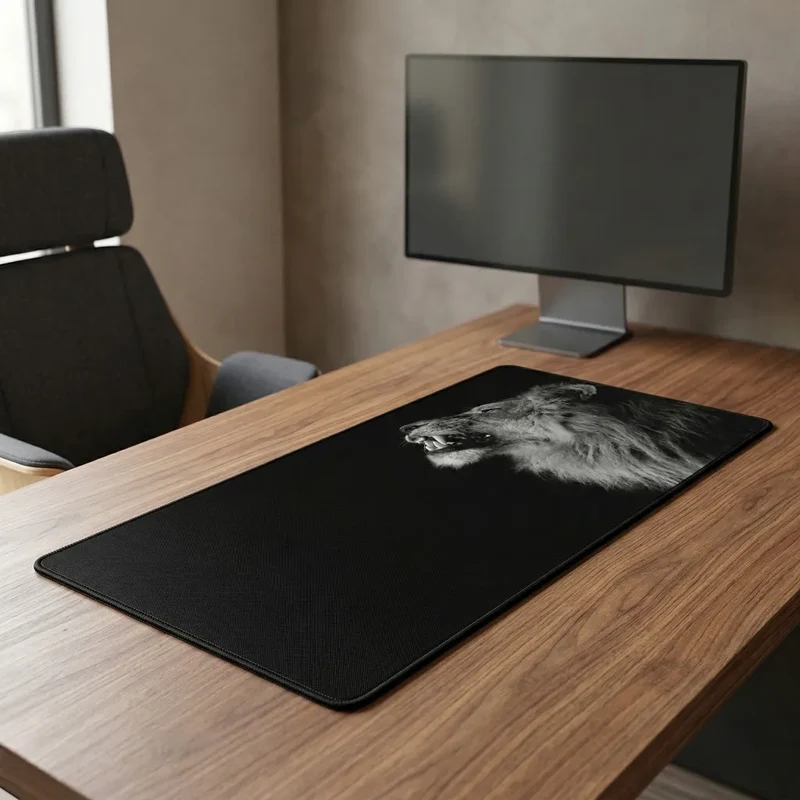 XXL Lion Mouse Pad — Black & White Fur Texture | PopMyPad
