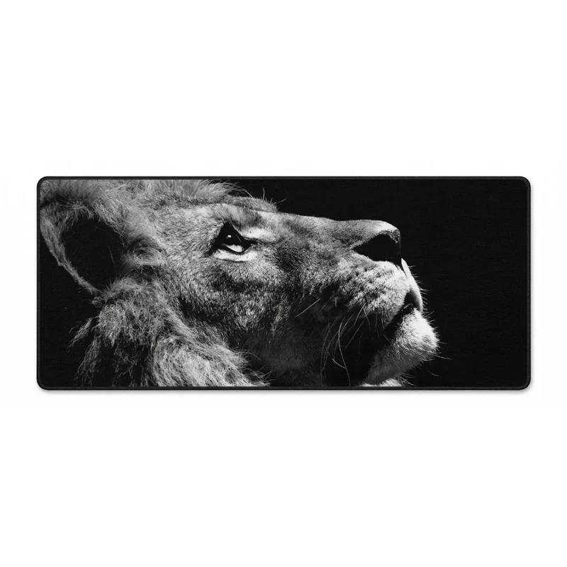 XXL Lion Mouse Pad — Eyes on the Summit, Monochrome | PopMyPad