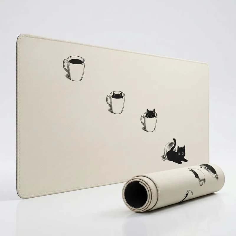 XXL Cat Mouse Pad — Feline Wake-Up in Three Panels | PopMyPad