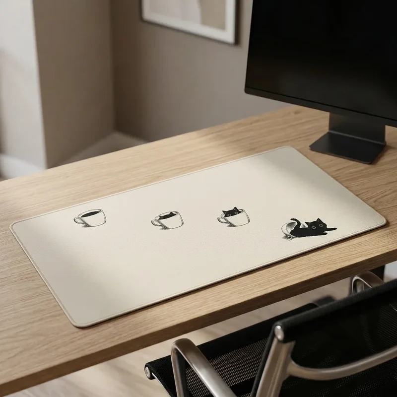 XXL Cat Mouse Pad — Feline Wake-Up in Three Panels | PopMyPad