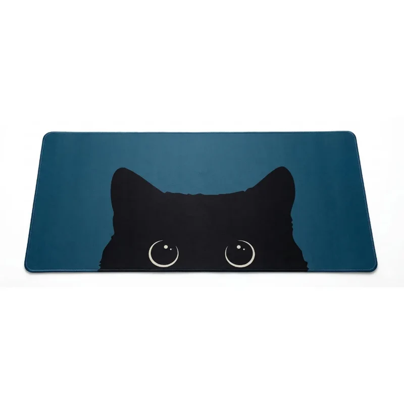 Tapis de Souris XXL Chat — Silhouette sur Bleu Pétrole | PopMyPad