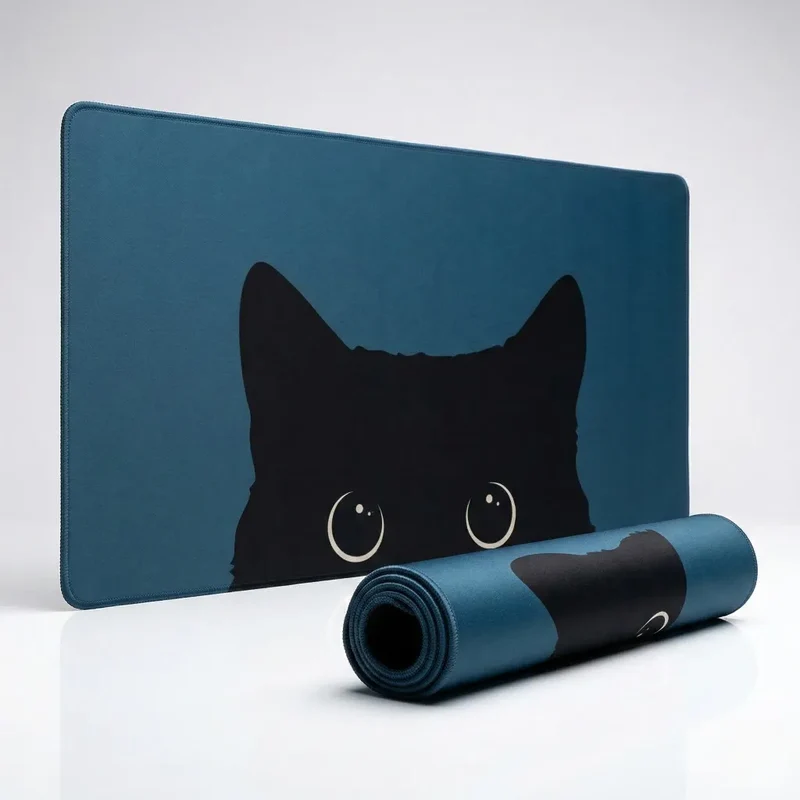 XXL Cat Mouse Pad — Silhouette on Petrol Blue | PopMyPad