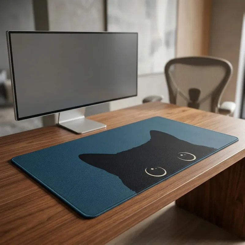 XXL Cat Mouse Pad — Silhouette on Petrol Blue | PopMyPad