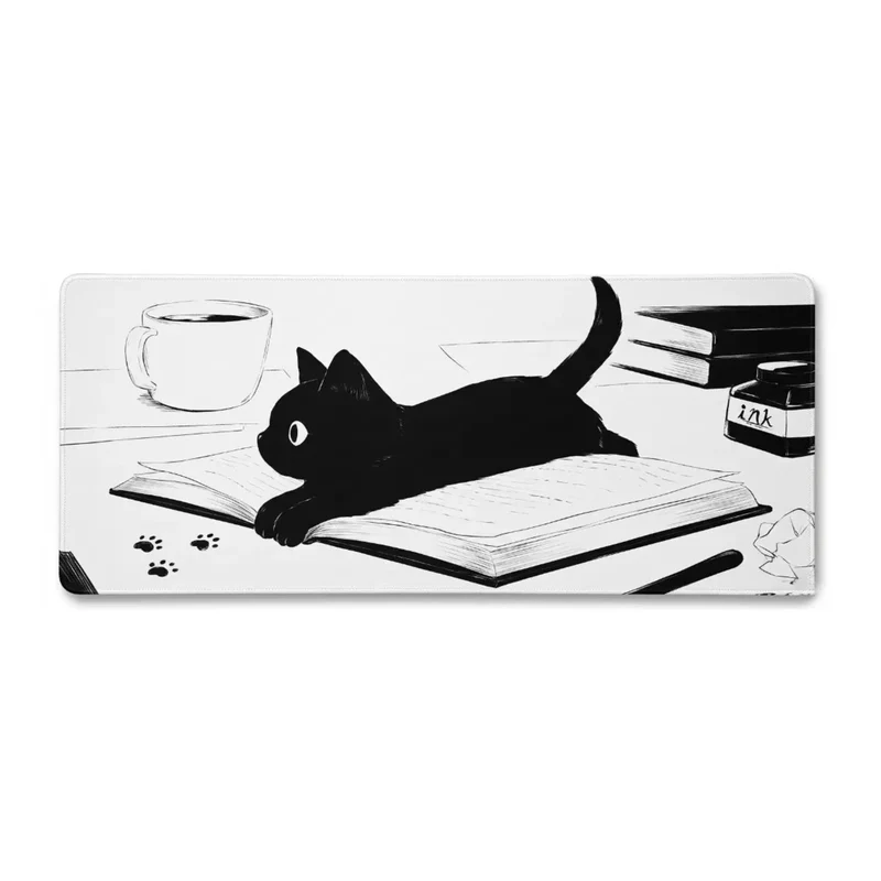 Tapis de Souris XXL Chat — Le Chat Érudit à l'Encre | PopMyPad