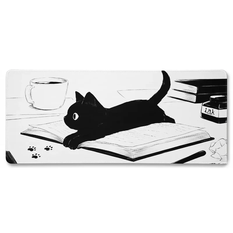 XXL Cat Mouse Pad — The Scholar Cat in Ink | PopMyPad