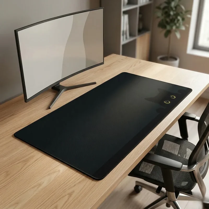 XXL Cat Mouse Pad — Shadow Gaze on Deep Black | PopMyPad