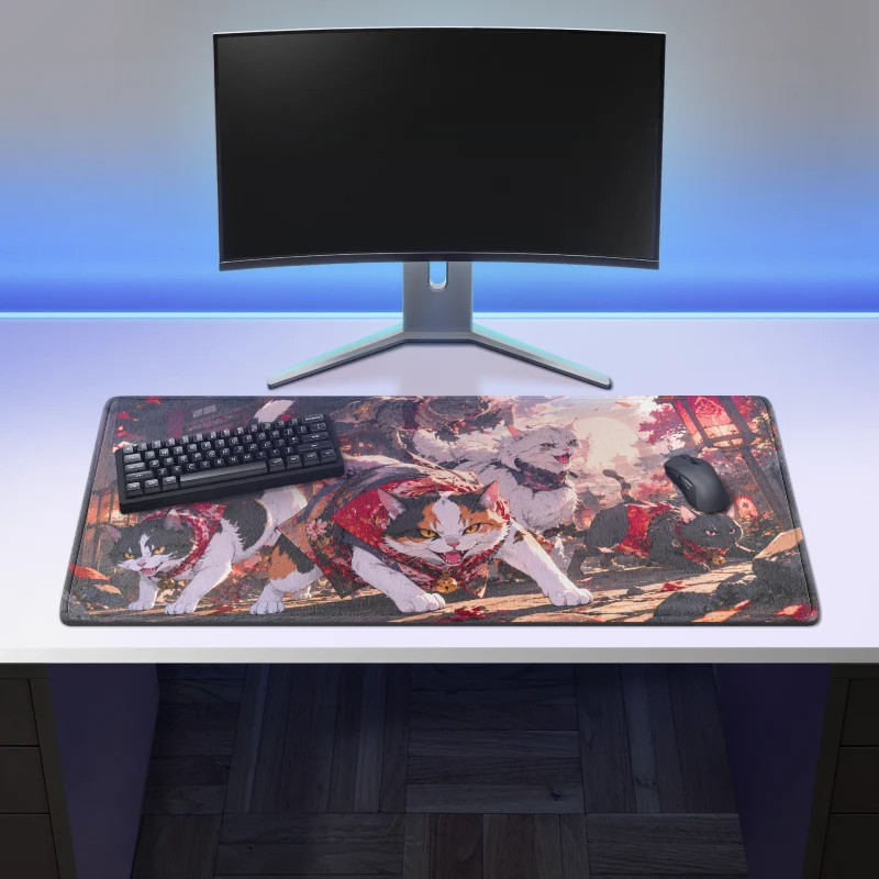 Tapis de bureau - "Chat Samouraï"