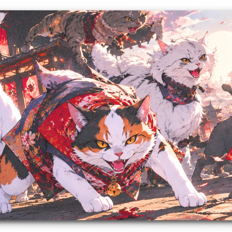 Tapis de bureau - "Chat Samouraï"