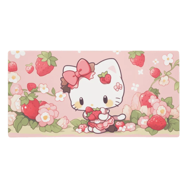 Tapis De Souris Kawai Chaton Rose Fraise
