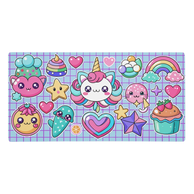 Tapis De Souris Kawaii Licorne Rose Violet