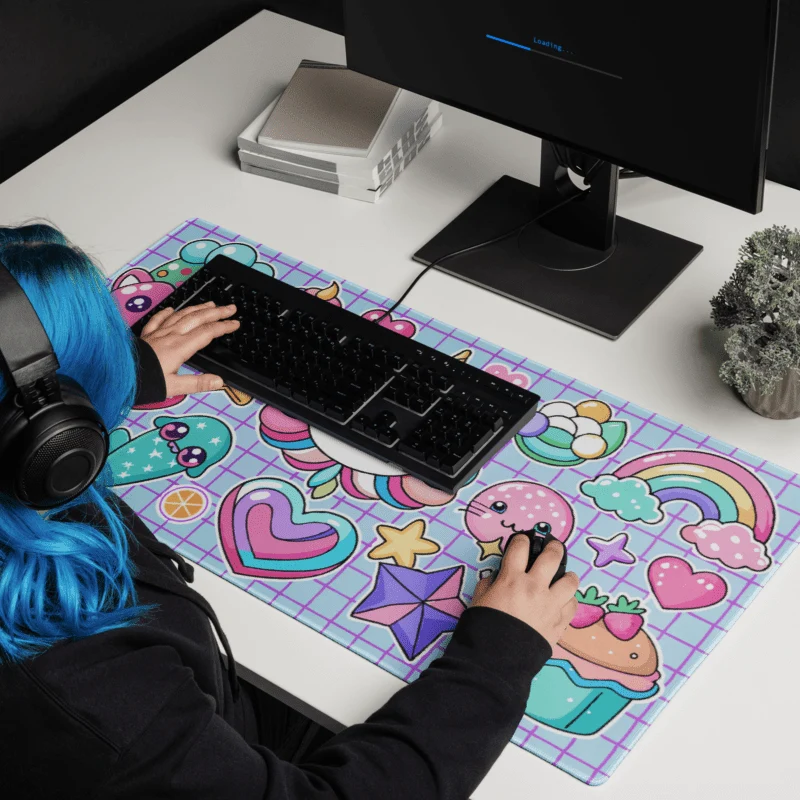 Tapis De Souris Kawaii Licorne Rose Violet