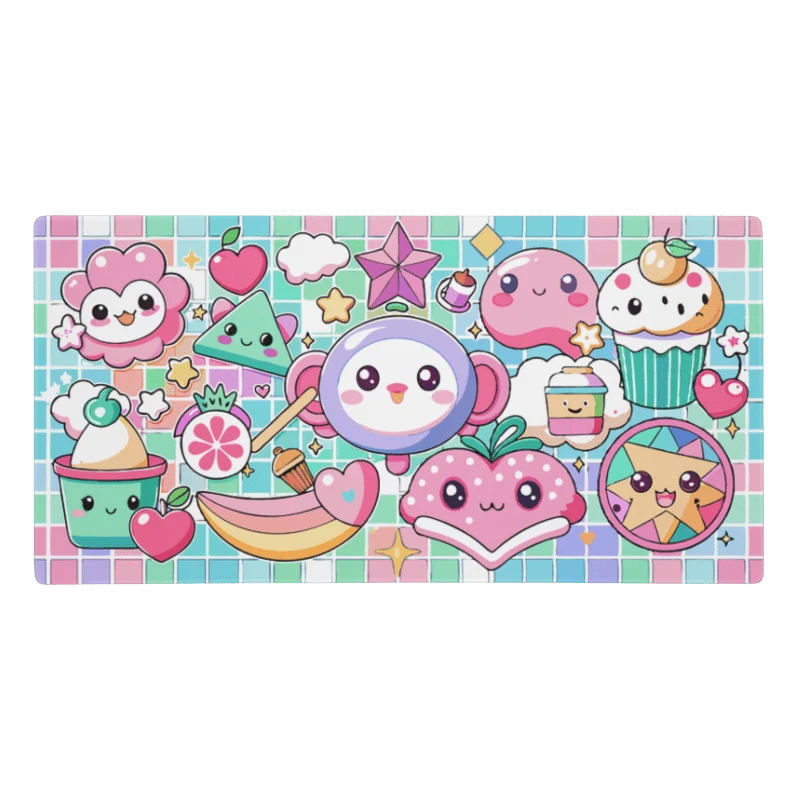 Tapis De Souris Kawaii Stickers Fruités Pastel