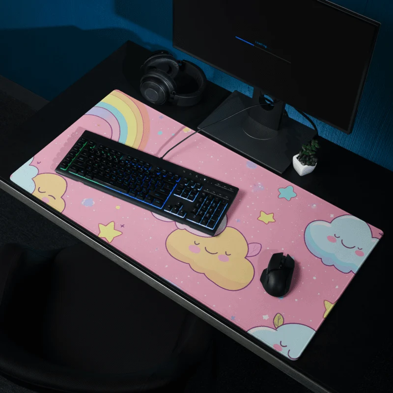 Tapis De Souris Kawaii Nuage Rose Pastel