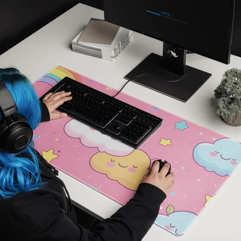 Tapis De Souris Kawaii Nuage Rose Pastel