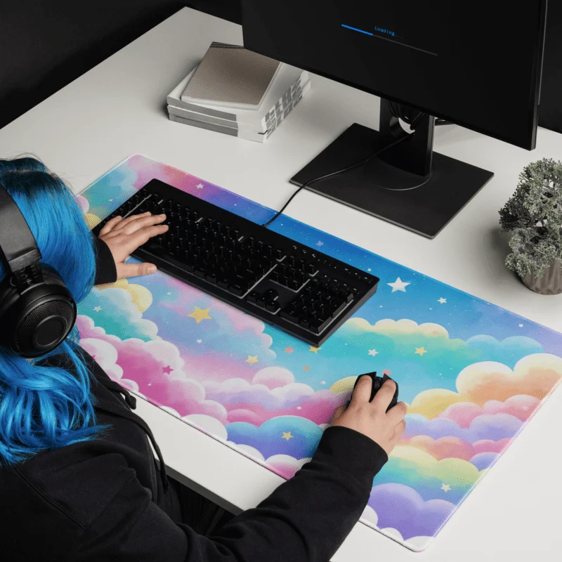 Tapis De Souris Kawaii Nuages Arc-en-Ciel