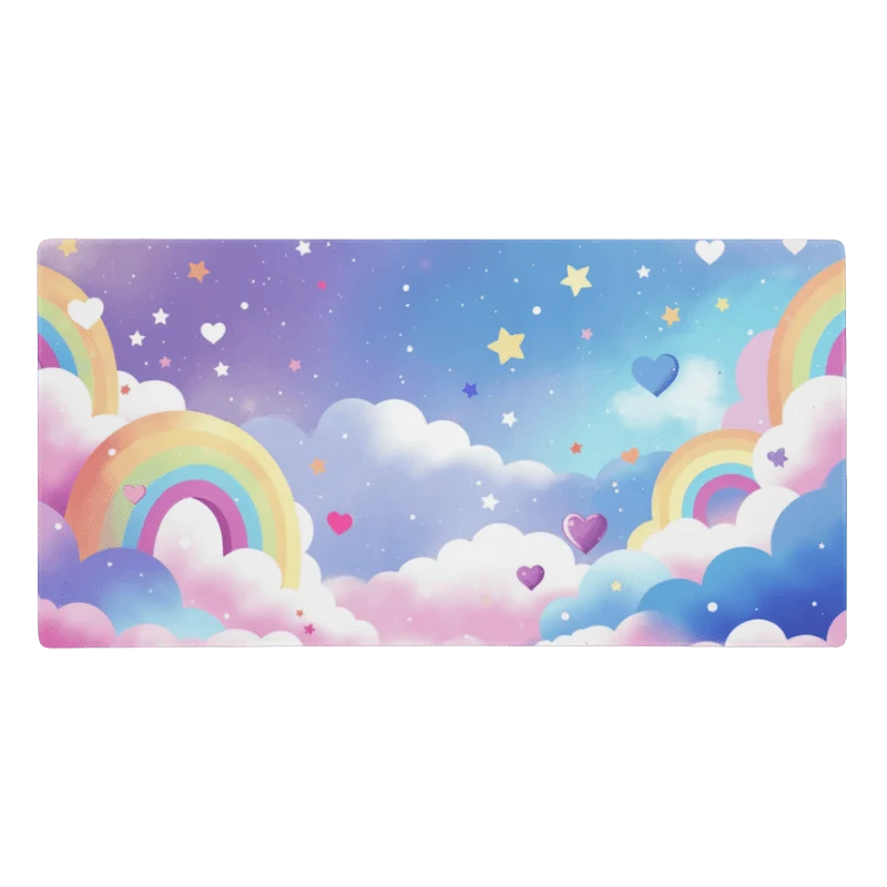Tapis De Souris Kawaii Arc-en-Ciel et Nuages Féeriques