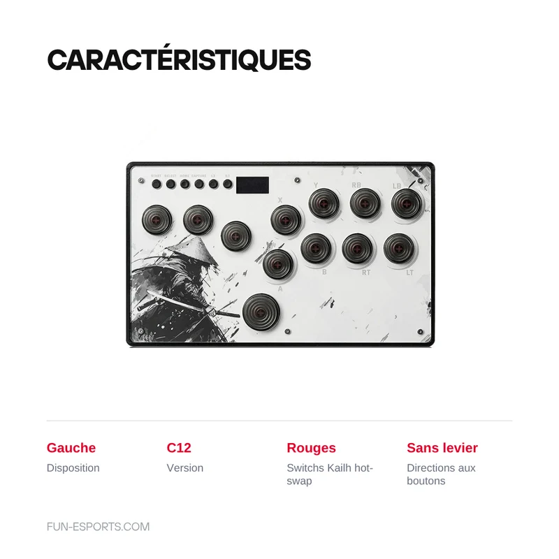 Hitbox mini à switchs Kailh hot-swap — disposition gauche ou droite, PC, PS4, Switch
